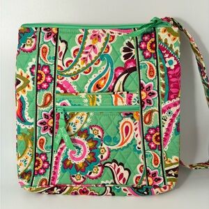 Vera Bradley Green and Pink Paisley Crossbody Bag